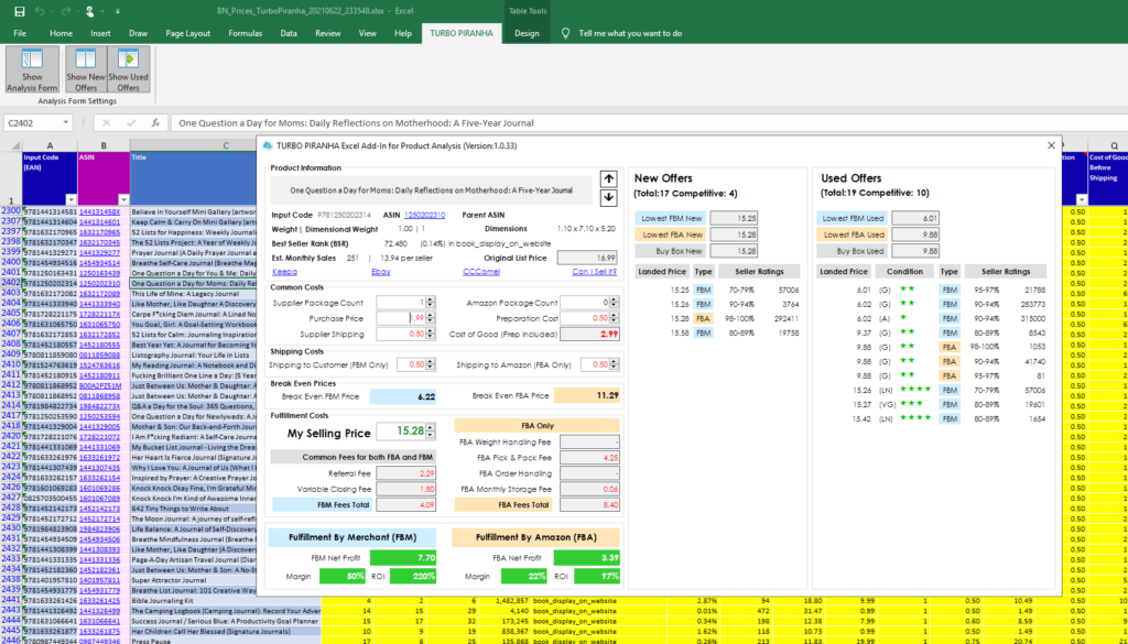 Excel Add-In Main Screen Clean